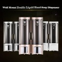 CHUANGDIAN Manual Hand Soap Dispenser with Double Sided Foam Tape Wall Mount Double Liquid Shampoo Shower Gel Dispenser Hand Cle