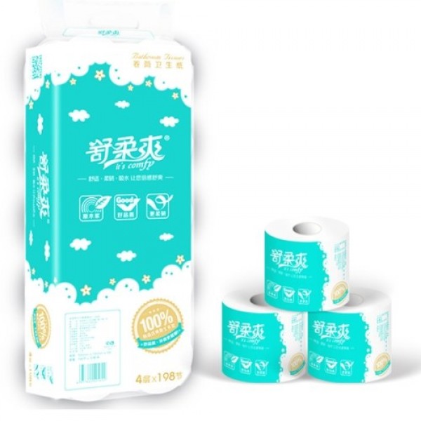 10rolls Soft Toilet Roll Paper Tissue 4-layers Household Rollss Paper Without Adjunct Non-Smell Home Bathroom Kitchen Accessorie