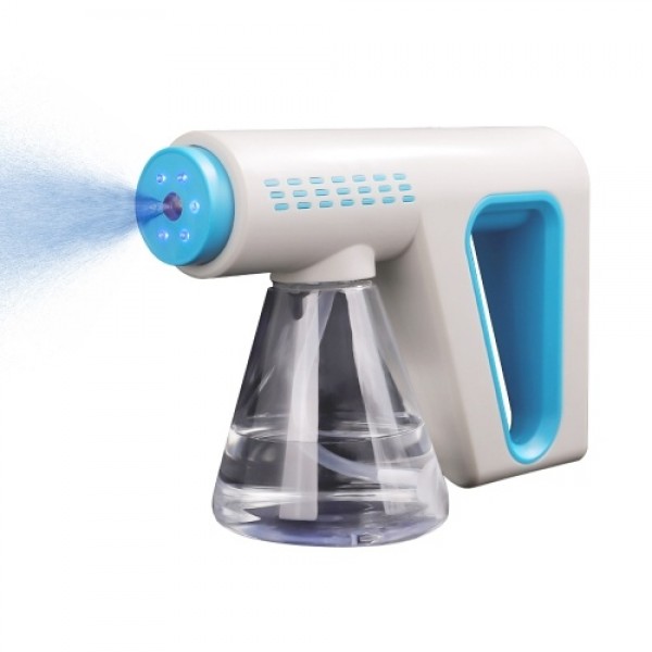 Nano Atomizer Sprayer Wireless Blue Light Handheld Rechargeable Disinfectant Fogger Machine 300ml/11oz Capacity 2 Levels Adjustm