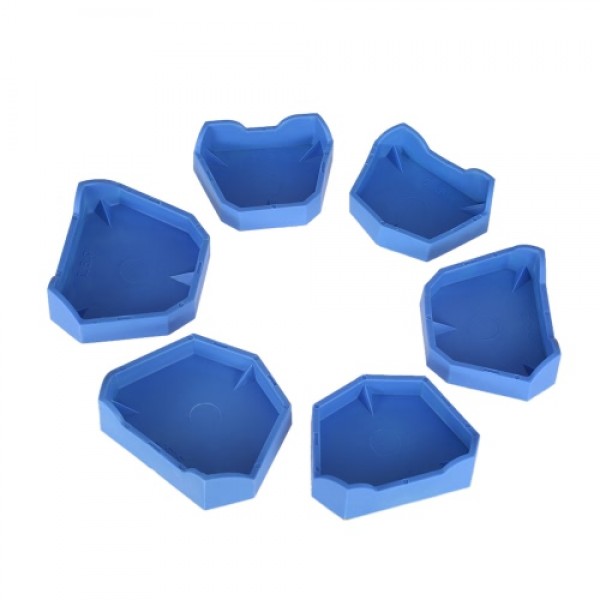 6pcs Dental Model Base Set Dental Lab Former Base Kit Dental Mold Plaster Base Large Middle Small Size Blue