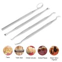 4pcs Stainless Steel Dental Tools Kit Dentists Pick Tool Teeth Scraper Set for Personal &amp; Professional Use