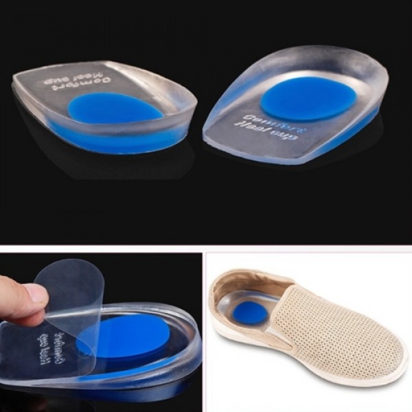 Soft Silicone Increase Heel Support Pad Cup Gel Shock Cushion Orthotic Insole Plantar Care Half-height