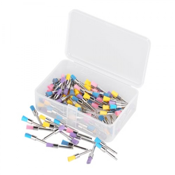 100Pcs/Box Dental Nylon Polishing Brush Latch Flat Prophy Cup Brush Polisher Colorful Dental Lab Tool