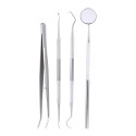 4Pcs Stainless Steel Dental Instruments Mouth Mirror Probe Scraper Tweezers Teeth Hygiene Kit Oral Care