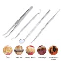 4Pcs Stainless Steel Dental Instruments Mouth Mirror Probe Scraper Tweezers Teeth Hygiene Kit Oral Care