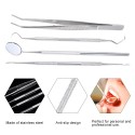 4Pcs Stainless Steel Dental Instruments Mouth Mirror Probe Scraper Tweezers Teeth Hygiene Kit Oral Care