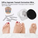 12Pcs Ingrown Toenail Correction Wire Fixer Ingrown Toe Nail Corrector Pedicure Treatment Foot Care Tool