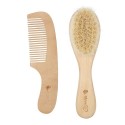 2Pcs Baby Hair Brush Comb Set Newborn Hairbrush Kit Infant Comb Soft Wool Hair Wooden Handle Scalp Massage