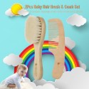 2Pcs Baby Hair Brush Comb Set Newborn Hairbrush Kit Infant Comb Soft Wool Hair Wooden Handle Scalp Massage