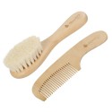 2Pcs Baby Hair Brush Comb Set Newborn Hairbrush Kit Infant Comb Soft Wool Hair Wooden Handle Scalp Massage