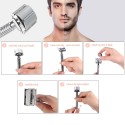 Stainless Steel Double Edge Safety Razor with Stainless Steel 20pcs Blades Traditional Men's Double-edge Shaving Razor Set