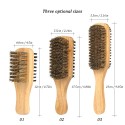 Men's Beard Brush Double-sided Facial Hair Brush Shaving Comb Male Mustache Brush Solid Wood Handle Optional Size