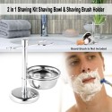 2 in 1 Stainless Steel Shaving Holder for Shaving Razor Brush &amp; Shaving Soap Bowl Men's Shaving Kit Male Shaving Tool Set