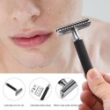 Double Edge Safety Razor Stainless Steel Manual Shaving Razor Long Handle Traditional Razor