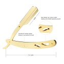 Stainless Steel Straight Edge Barber Shaving Razor Gold Folding Straight Razor Single Edge Replaceable Blades Shaving Tool Witho