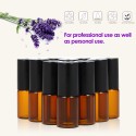 10 Pcs 3ml Amber Glass Essential Oils Roller Bottle Roll-on Bottles Stainless Steel Roller Ball Essential Oil Jar with 3ml Dropp