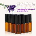 10 Pcs 5ml Essential Oils Roller Bottle Amber Glass Roll-on Bottles Stainless Steel Roller Ball Essential Oil Jar with 3ml Dropp