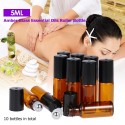 10 Pcs 5ml Essential Oils Roller Bottle Amber Glass Roll-on Bottles Stainless Steel Roller Ball Essential Oil Jar with 3ml Dropp