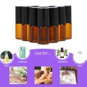 10 Pcs 3ml Amber Glass Essential Oils Roller Bottle Roll-on Bottles Stainless Steel Roller Ball Essential Oil Jar with 3ml Dropp