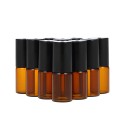 10 Pcs 3ml Amber Glass Essential Oils Roller Bottle Roll-on Bottles Stainless Steel Roller Ball Essential Oil Jar with 3ml Dropp