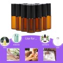 10 Pcs 5ml Essential Oils Roller Bottle Amber Glass Roll-on Bottles Stainless Steel Roller Ball Essential Oil Jar with 3ml Dropp