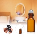 10 Pcs 5ml Essential Oils Roller Bottle Amber Glass Roll-on Bottles Stainless Steel Roller Ball Essential Oil Jar with 3ml Dropp