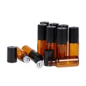 10 Pcs 5ml Essential Oils Roller Bottle Amber Glass Roll-on Bottles Stainless Steel Roller Ball Essential Oil Jar with 3ml Dropp