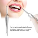 1pc Dental Bracket Tweezers Orthodontic Reverse Action Serrated Dentistry Instruments Stainless Steel