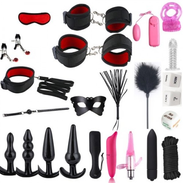 Multi-type Dildo Vibrator Anal Butt Plugs Handcuffs Whip Clip Blindfolds Breast Pump BDSM Adult Games Sex Toys Kit For Couples