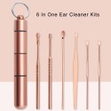 6pcs/set Ear Cleaner Kits Stainless Steel Earpick Wax Remover Curette  Ear Pick Ear Cleaner Spoon Spiral Ear Clean Tool