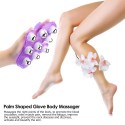 Palm Shaped Massage Glove Body Massager with 9 360-degree-roller Metal Roller Ball Muscle Pain Relief Massager Random Color