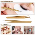 2Pcs Straight &amp; Curved Tweezers Nippers False Eyelash Extension Stainless Steel Pointed Clip Nail Art Nippers