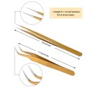 2Pcs Straight &amp; Curved Tweezers Nippers False Eyelash Extension Stainless Steel Pointed Clip Nail Art Nippers