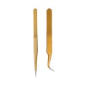 2Pcs Straight &amp; Curved Tweezers Nippers False Eyelash Extension Stainless Steel Pointed Clip Nail Art Nippers