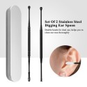 Stainless Steel Digging Ear Spoon Set Portable Spiral Rotating Dig Spoon Double Ears Artifact Cleaning Tool Lightweight Earpick 